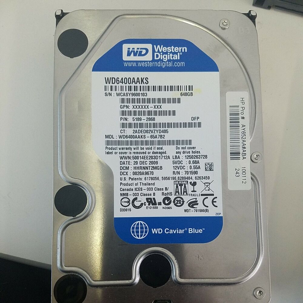 WD 640GB 7200 RPM SATA 6 16Gb/s 16MB 3.5 Inch WD6400AAKS Hard Drive